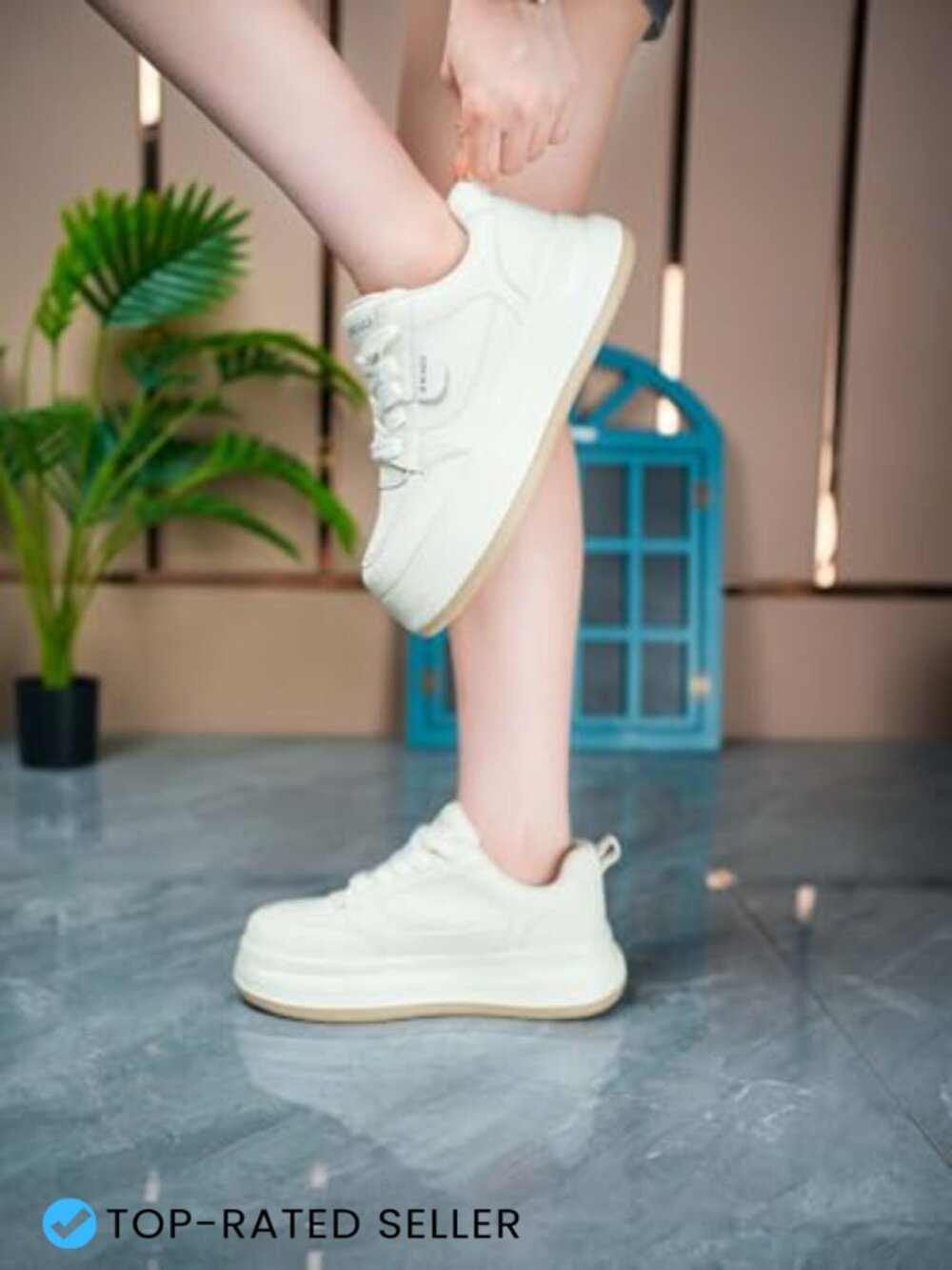 Women's Platform Sneakers Lightweight Lace Up Chunky Sole Casual Fashion Shoes - Picture 3 of 7